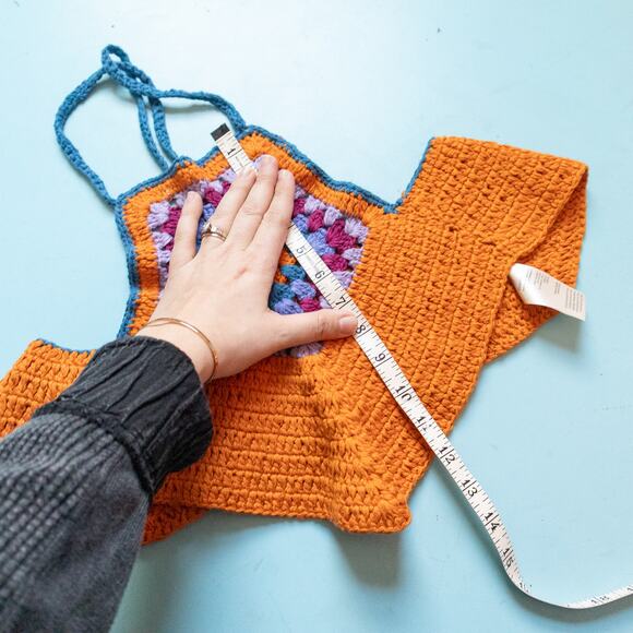 Free People Bella Orange Crochet Knit High Neck Crop Top Bralette Size XSmall XS - Picture 6 of 6